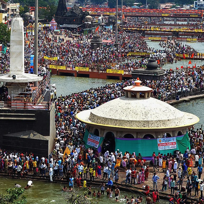 Pilgrims taking holy dip in Godavari River