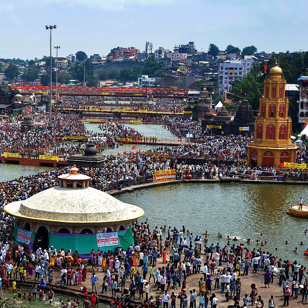 Devotees at the sacred Kumbh Mela